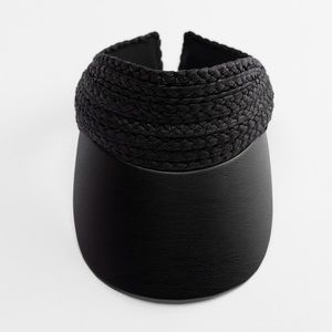 NWT. Zara Black Raffia Vizor. Size S-M.